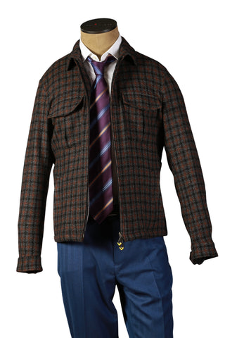 Sartorio Dark-Brown Plaid Wool-Silk Overcoat