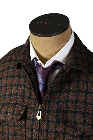 Sartorio Dark-Brown Plaid Wool-Silk Overcoat