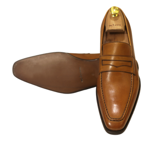 Kiton Caramel Leather Loafers