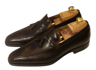Kiton Dark-Brown Tassle Leather Loafer Dress Shoes
