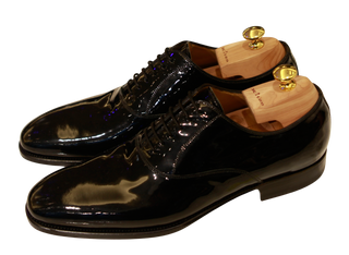 Kiton Black Patent Leather Oxford Dress Shoes