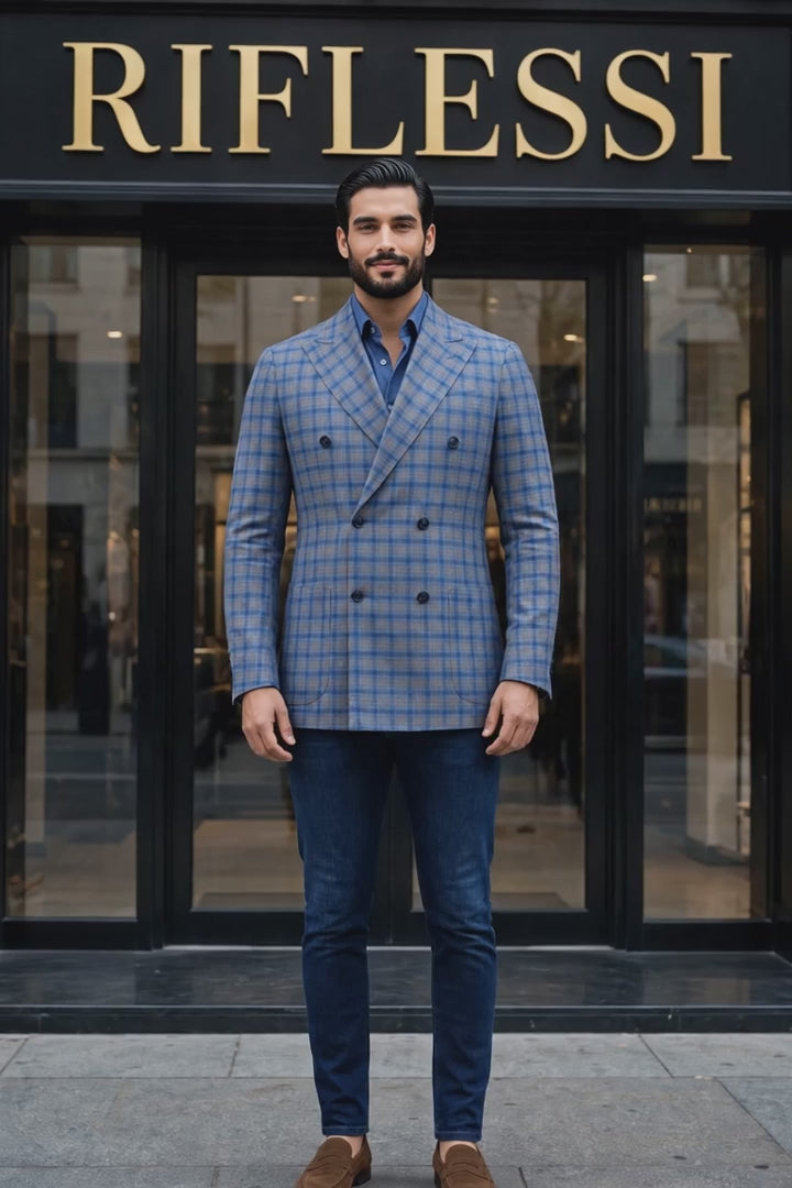 Sartorio Double Breasted Virgin Wool-Silk Sport Jacket