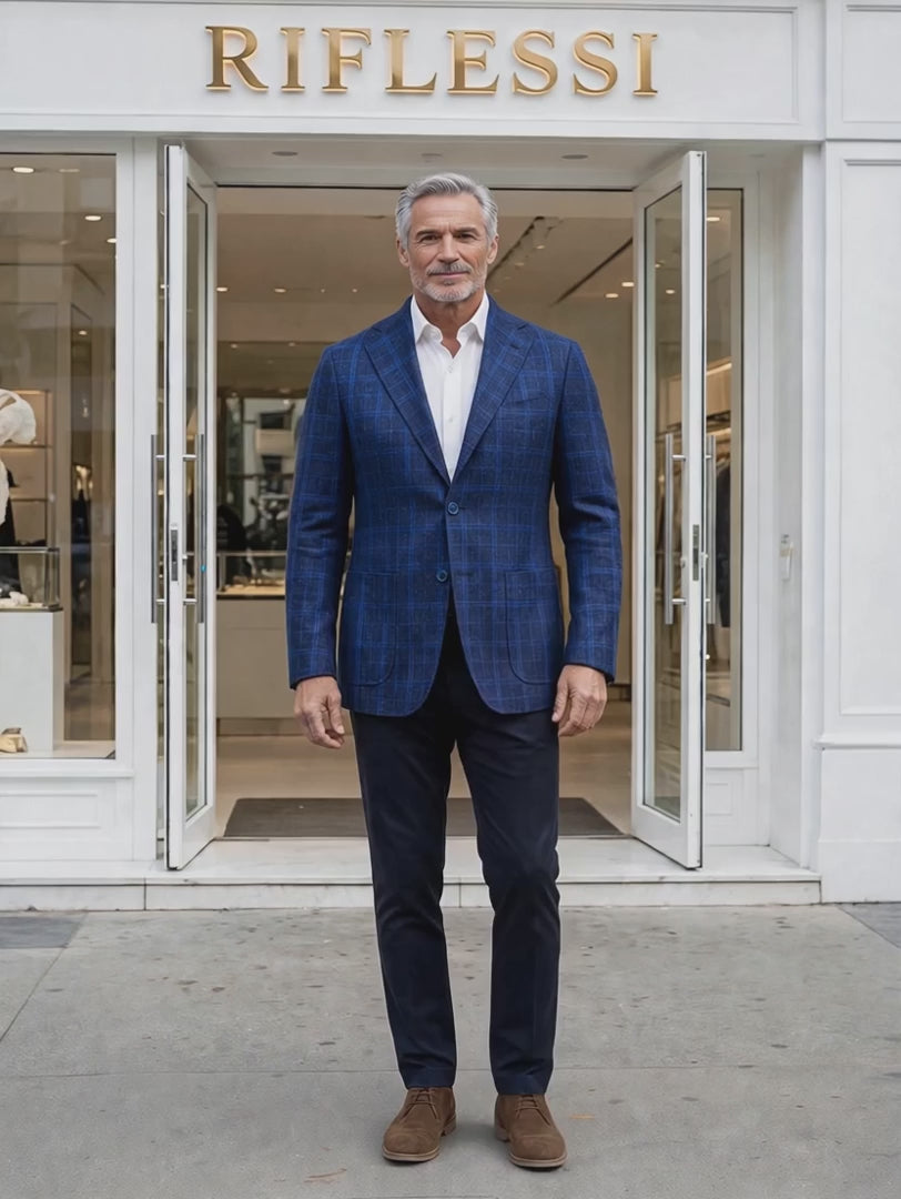 Sartorio Windowpane Virgin Wool-Silk Sport Jacket