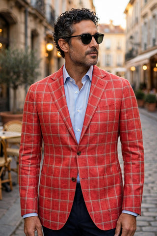 Sartorio Cashmere Double Windowpane Sport Jacket