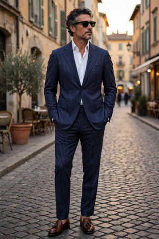 Sartorio Virgin Wool Pinstripe Suit