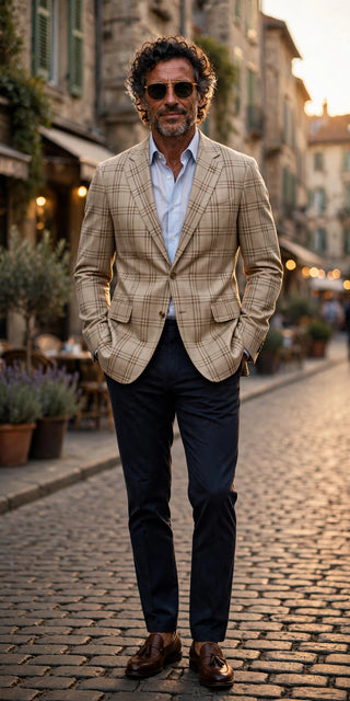 Sartorio Virgin Wool-Silk-Cotton Prince of Wales Sport Jacket