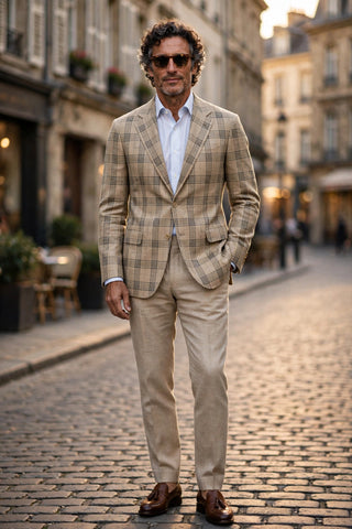 Sartorio Wool-Linen Prince of Wales Sport Jacket