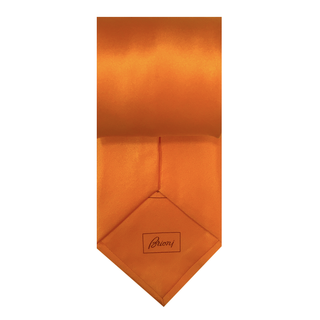 Brioni Orange Solid Silk Tie