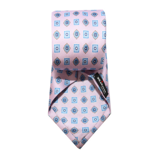 Kiton Pink Pattern Silk Seven Fold Tie