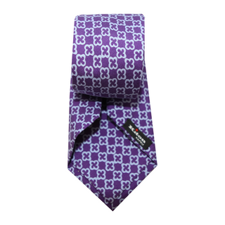Kiton Purple Pattern Silk Seven Fold Tie
