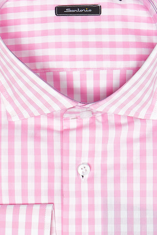 Sartorio Napoli by Kiton Pink Plaid Cotton Shirt