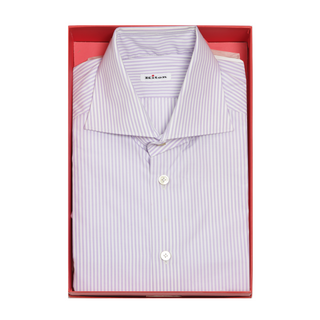 Kiton Lavender/ White Striped Cotton Shirt