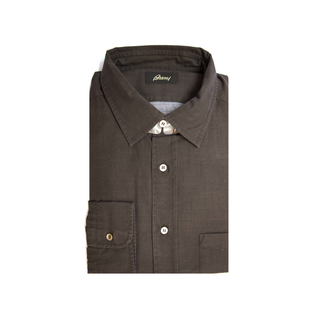Brioni Brown Solid Cotton Shirt