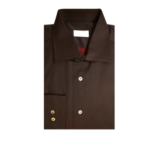 Brioni Dark-Brown Solid Cotton Shirt