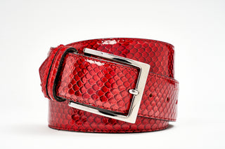 Tardini Red Alligator Skin Belt (Silver Buckle)