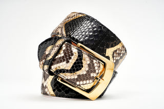 High Class Black Multicolored Python Skin Belt