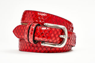Tardini Red Alligator Skin Belt (Silver Buckle)