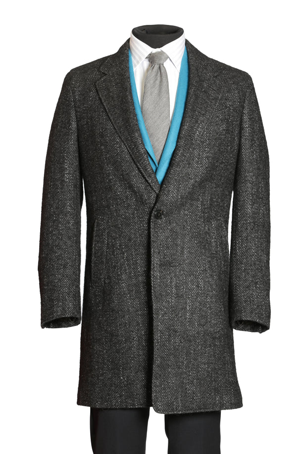 Caruso Dark Grey Wool Blend Overcoat