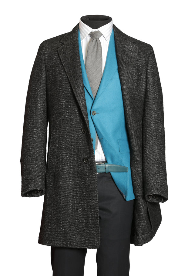 Caruso Dark Grey Wool Blend Overcoat