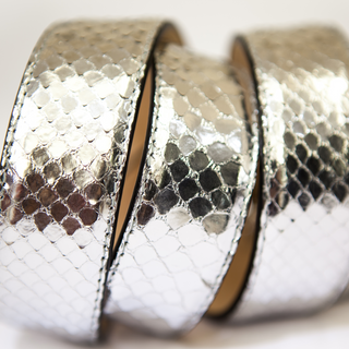 High Class Silver Python Belt (Gold Buckle)