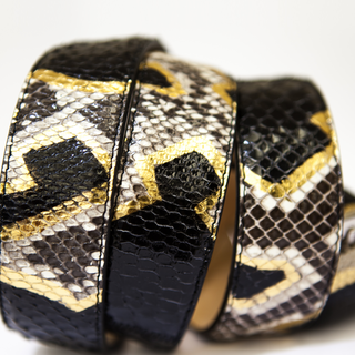 High Class Black Multicolored Python Skin Belt