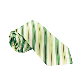 Pal Zileri Green Multicolor Striped Silk Tie