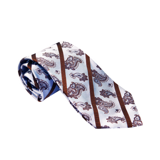 Pal Zileri White/ Brown Pattern Silk Tie