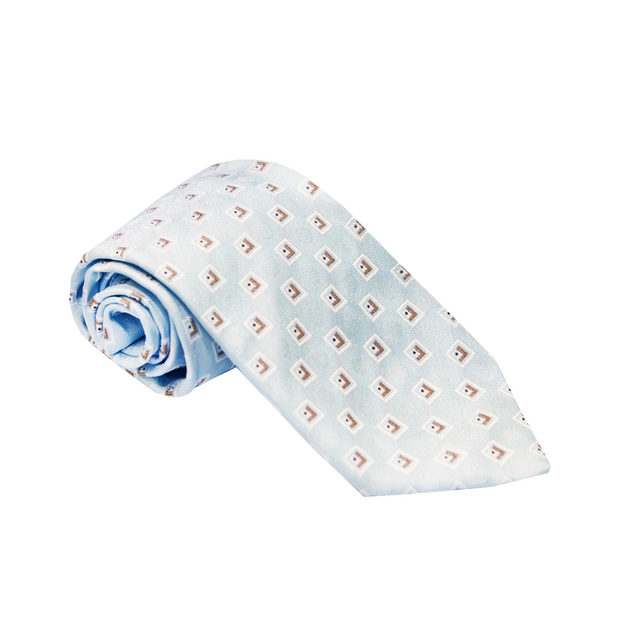 Pal Zileri Light-Blue Patterned Silk Sevenfold Tie