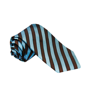 Pal Zileri Light-Blue/ Brown Striped Silk Tie