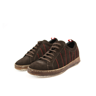 Kiton Dark-Brown Leather Sneakers