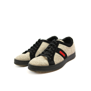 Kiton Ivory/ Black Leather Sneakers