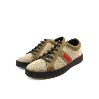 Kiton Ivory/Brown Leather Sneakers