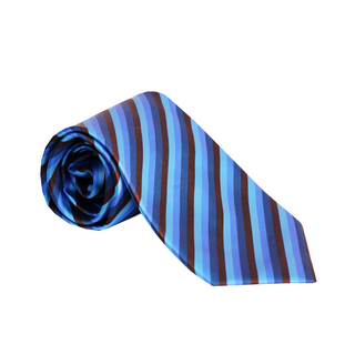 Zilli Black/ Blue Monochrome Striped Silk Tie