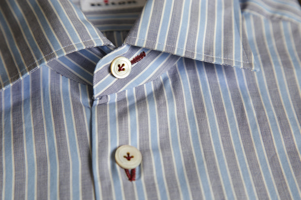 Kiton Cotton Shirt (Blue & Gray)