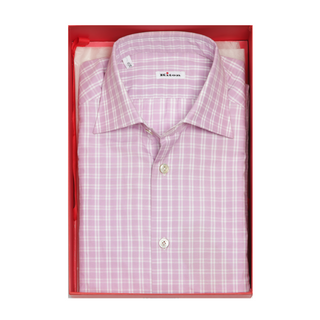 Kiton Pink Checked Cotton Shirt