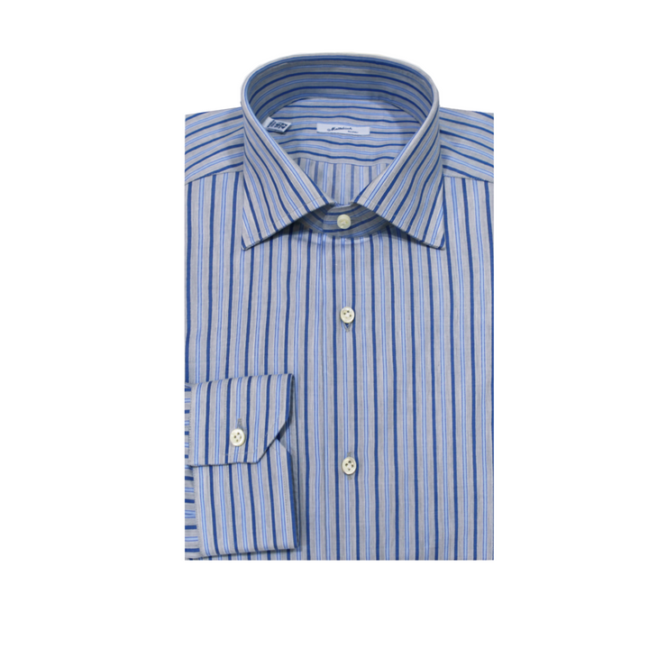 Mattabisch Cotton Shirt (Blue & Gray Stripes)