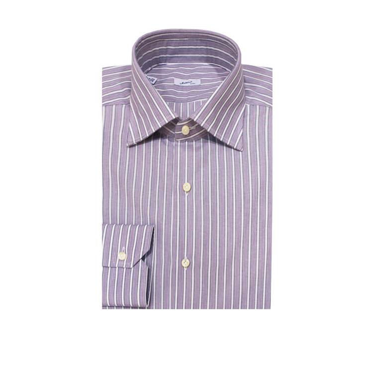 Mattabisch Cotton Shirt (Purple & Gray Stripes)