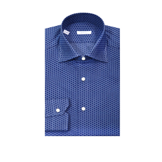 Mattabisch Blue Polka-Dot Cotton Shirt
